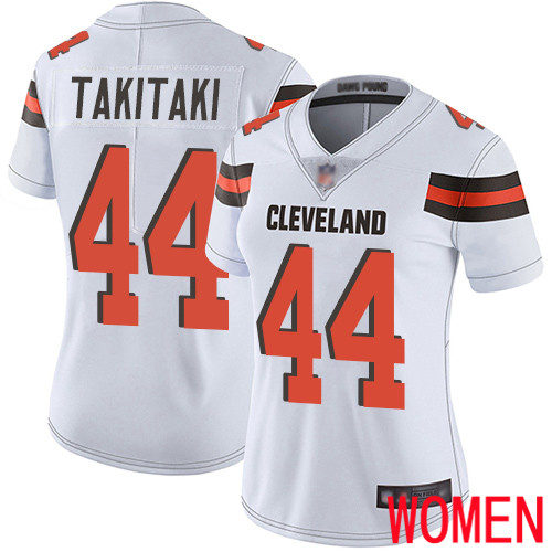 Cleveland Browns Sione Takitaki Women White Limited Jersey 44 NFL Football Road Vapor Untouchable